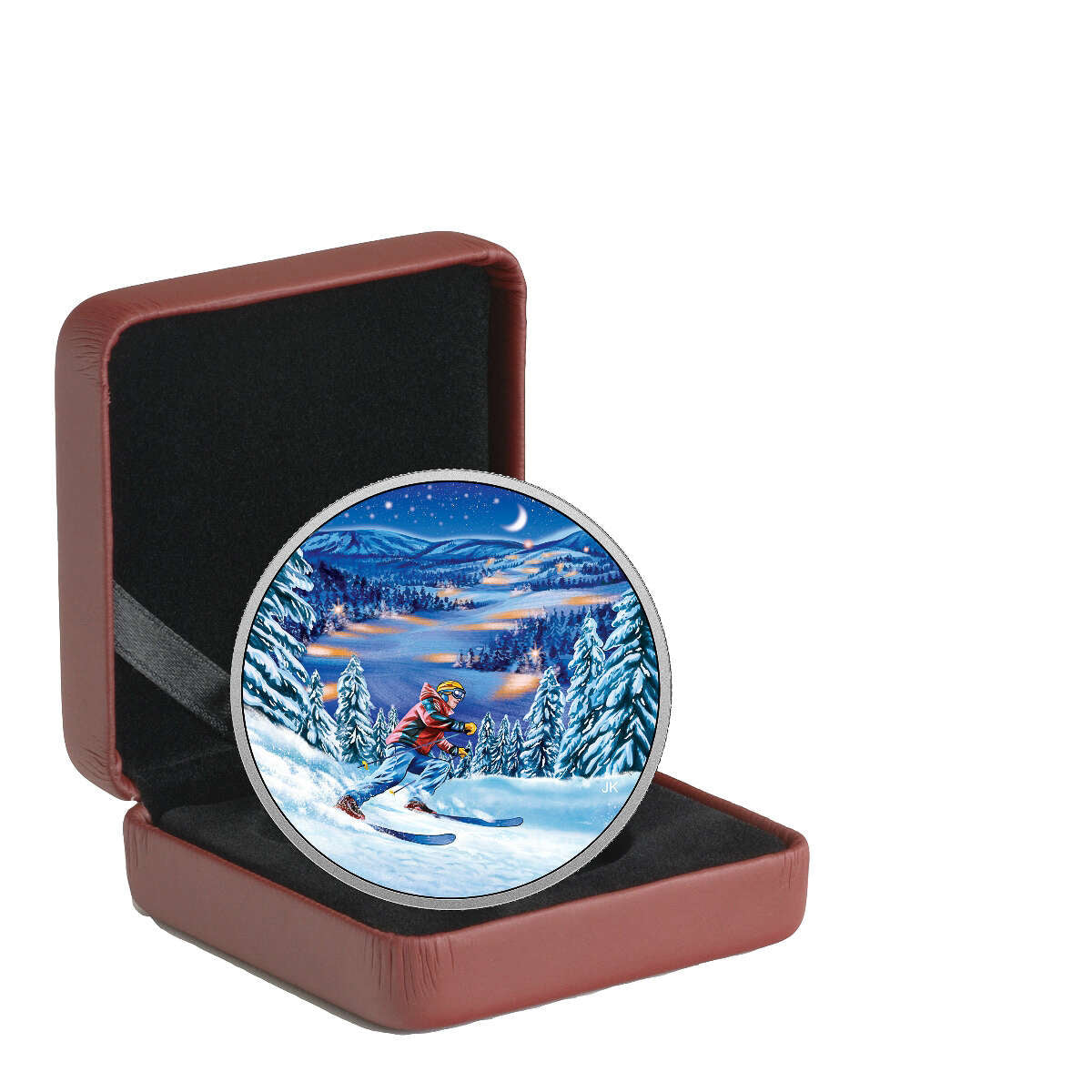 2017 $15 Great Canadian Outdoors: Night Skiing - Pure Silver Glow-in-the-Dark Coin Default Title