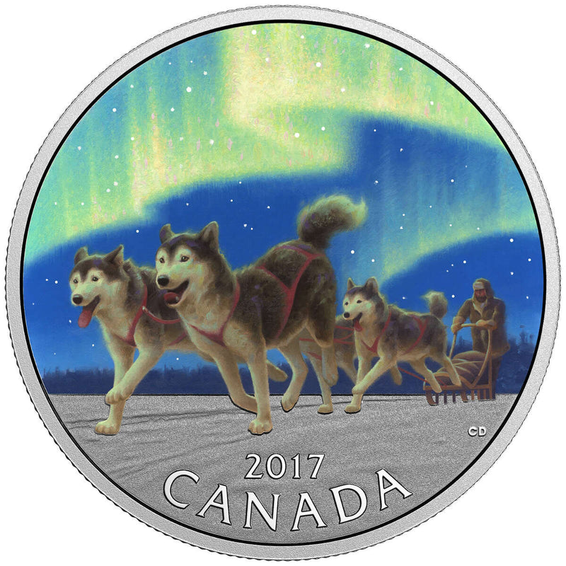 2017 $10 Dog Sledding Under the Northern Lights - Pure Silver Coin Default Title