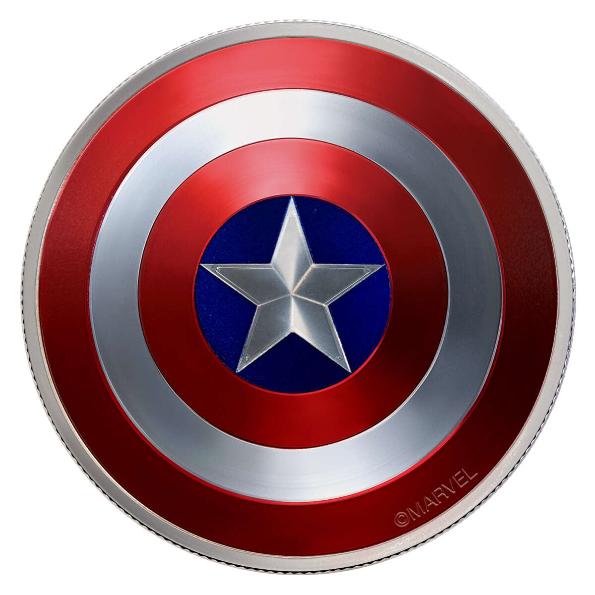 2016 $2 Captain America Shield, 75th Anniversary - Pure Silver Convex Coin Default Title