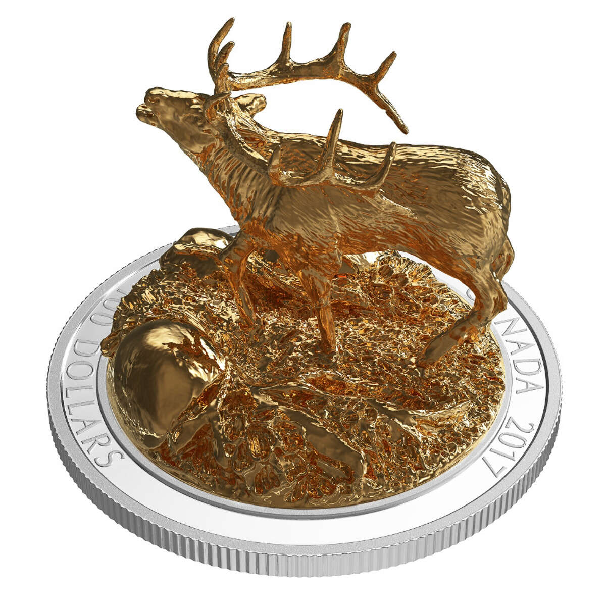 2017 $100 Sculpture of Majestic Canadian Animals: Elk - Pure Silver Coin Default Title