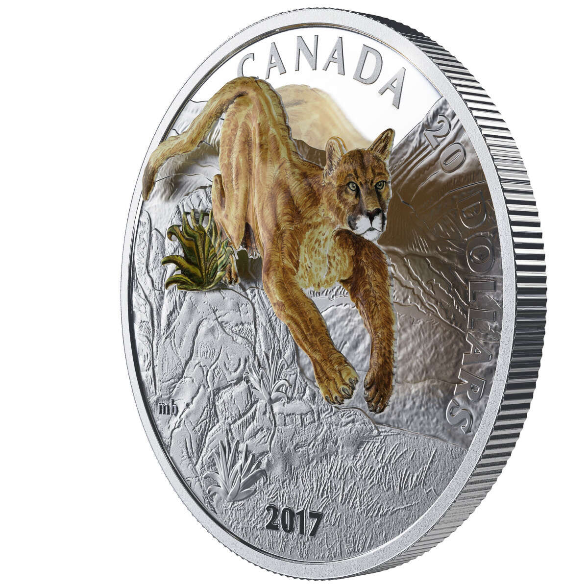 2017 $20 Leaping Cougar - Pure Silver 3D Coloured Coin Default Title