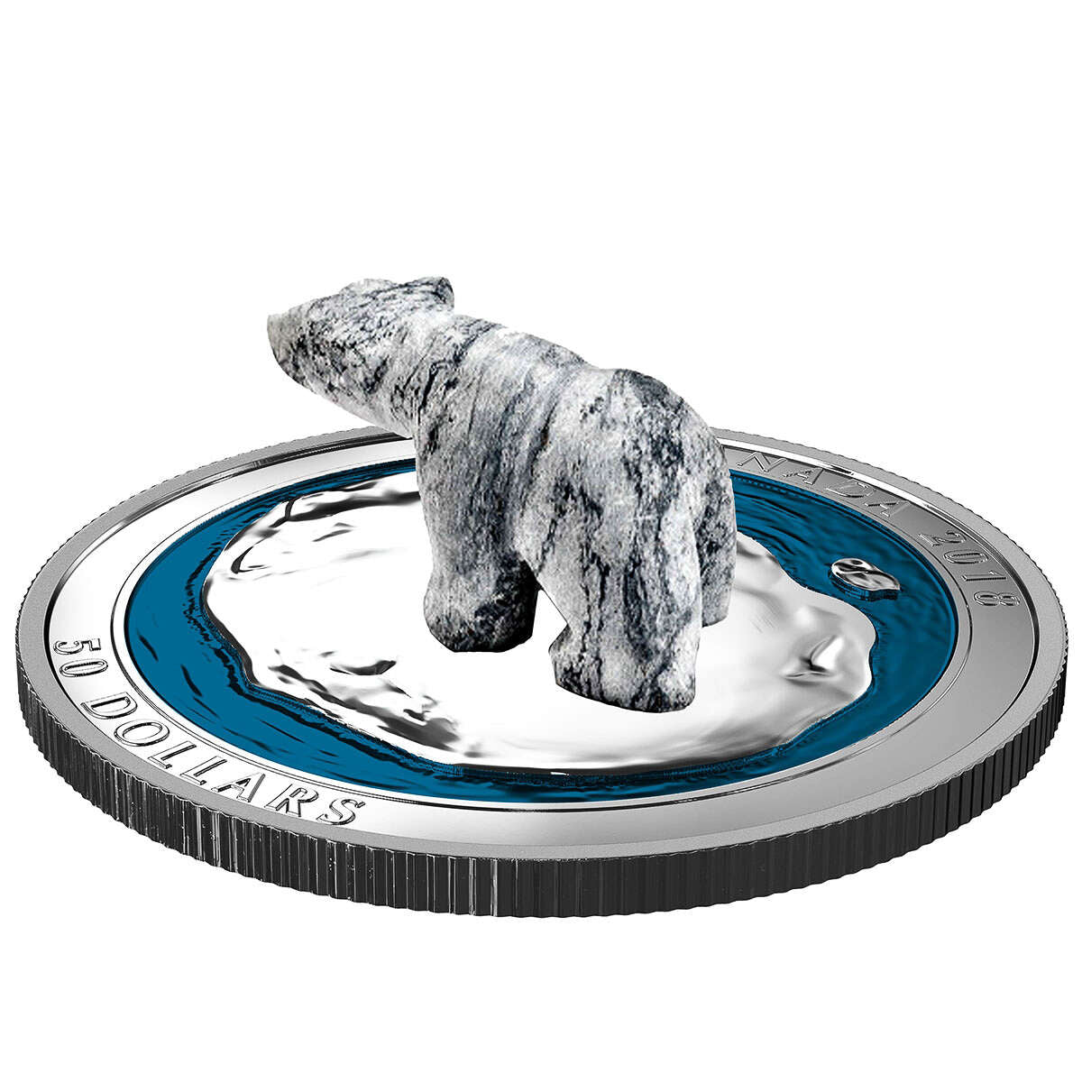 2018 $50 Soapstone Sculpture: Polar Bear - Pure Silver Coin Default Title