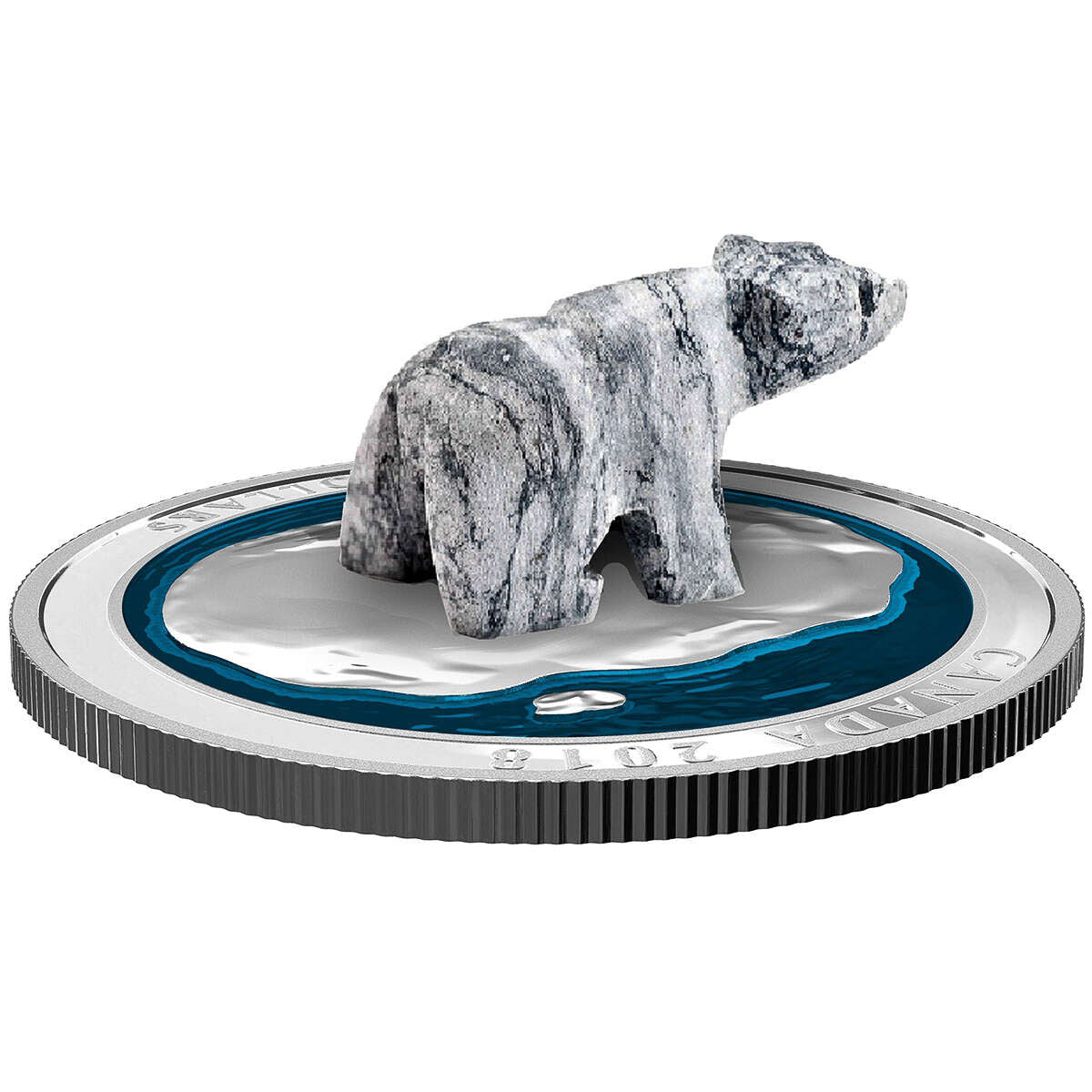 2018 $50 Soapstone Sculpture: Polar Bear - Pure Silver Coin Default Title