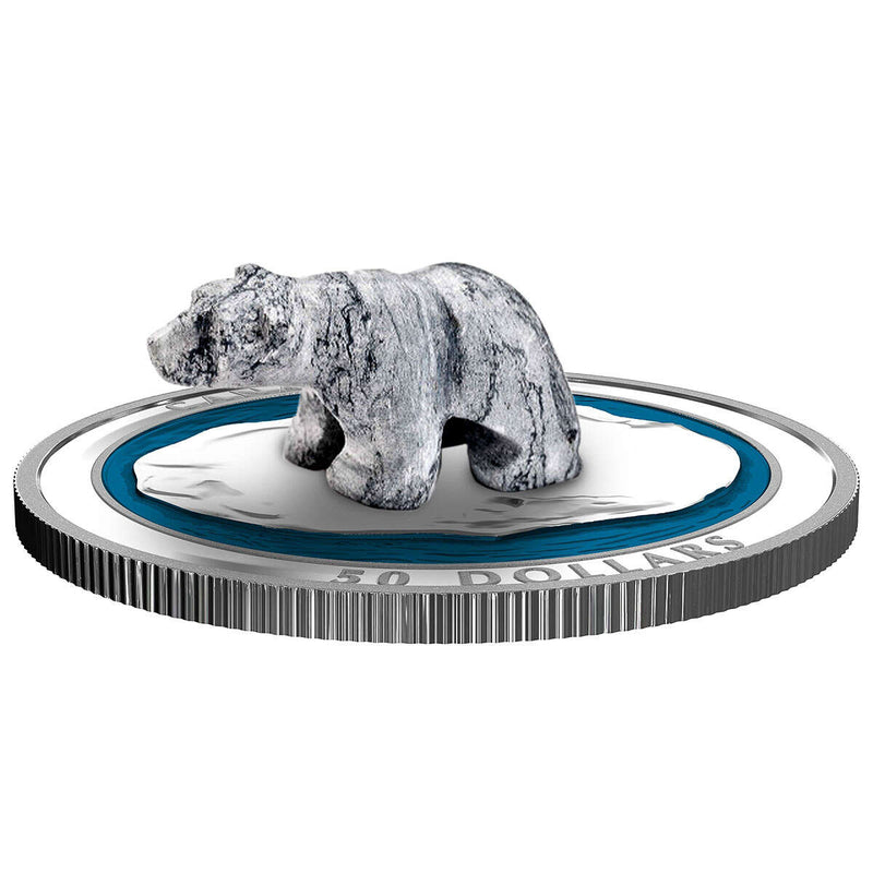 2018 $50 Soapstone Sculpture: Polar Bear - Pure Silver Coin Default Title