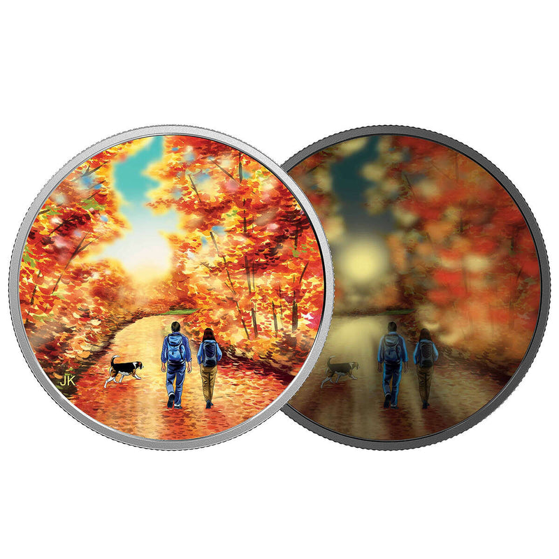 2017 $15 Great Canadian Outdoors: Nature Walk at Sunrise - Pure Silver Glow-in-the Dark Coin Default Title
