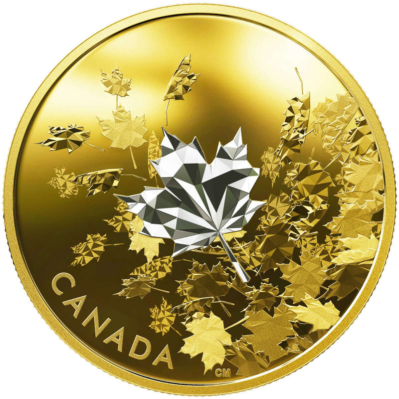 2017 $50 Whispering Maple Leaves - 3 oz. Pure Silver Gold-Plated Coin Default Title
