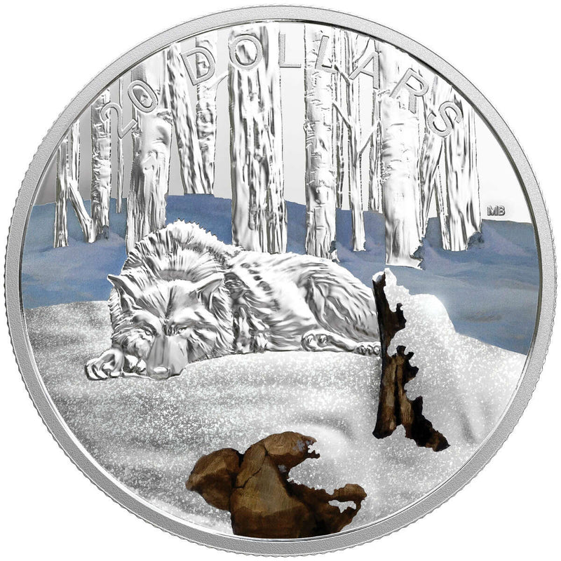 2017 $20 Glistening North: The Arctic Wolf - Pure Silver Coin Default Title