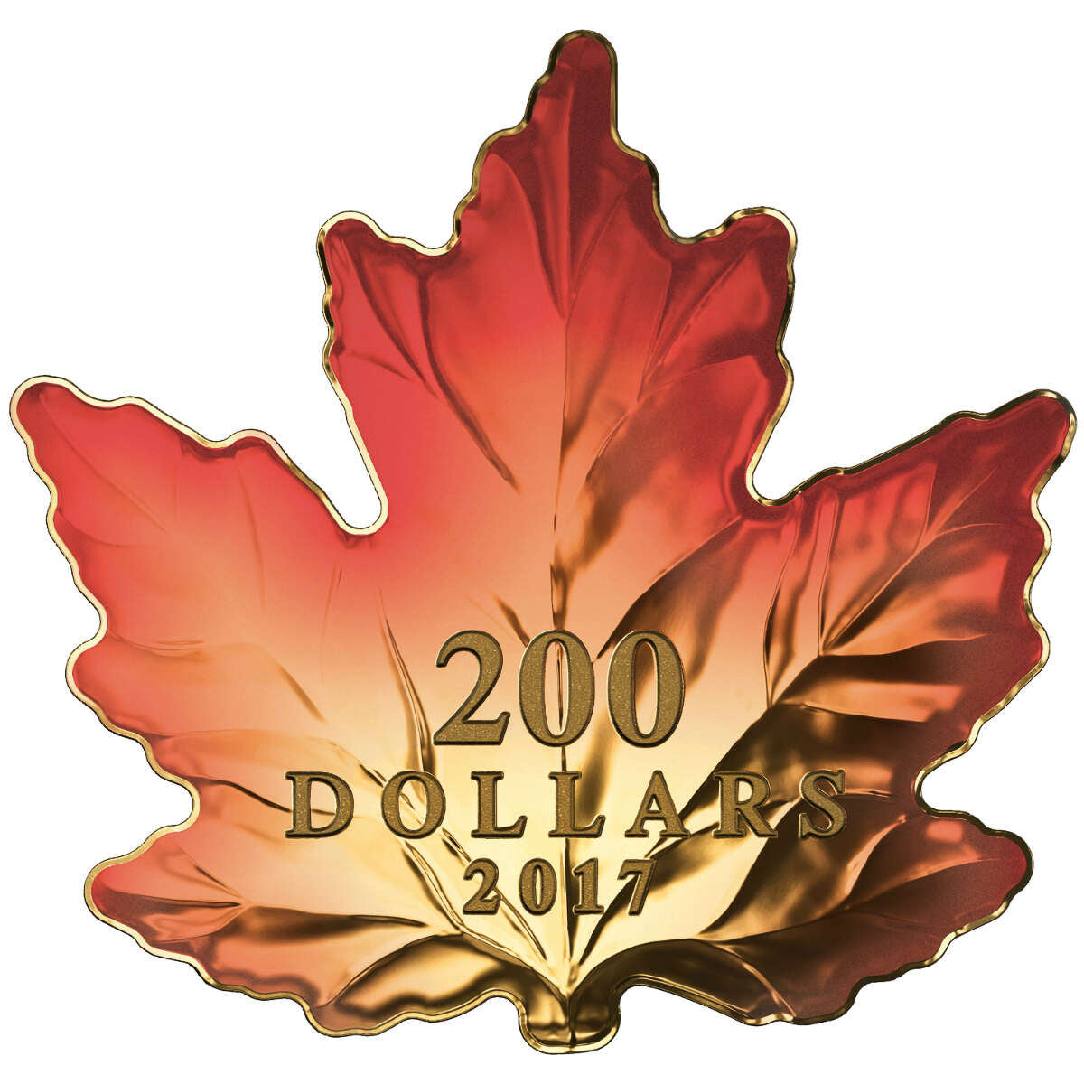 2017 $200 Autumn Fire - Pure Gold Maple Leaf-Shaped Coin Default Title