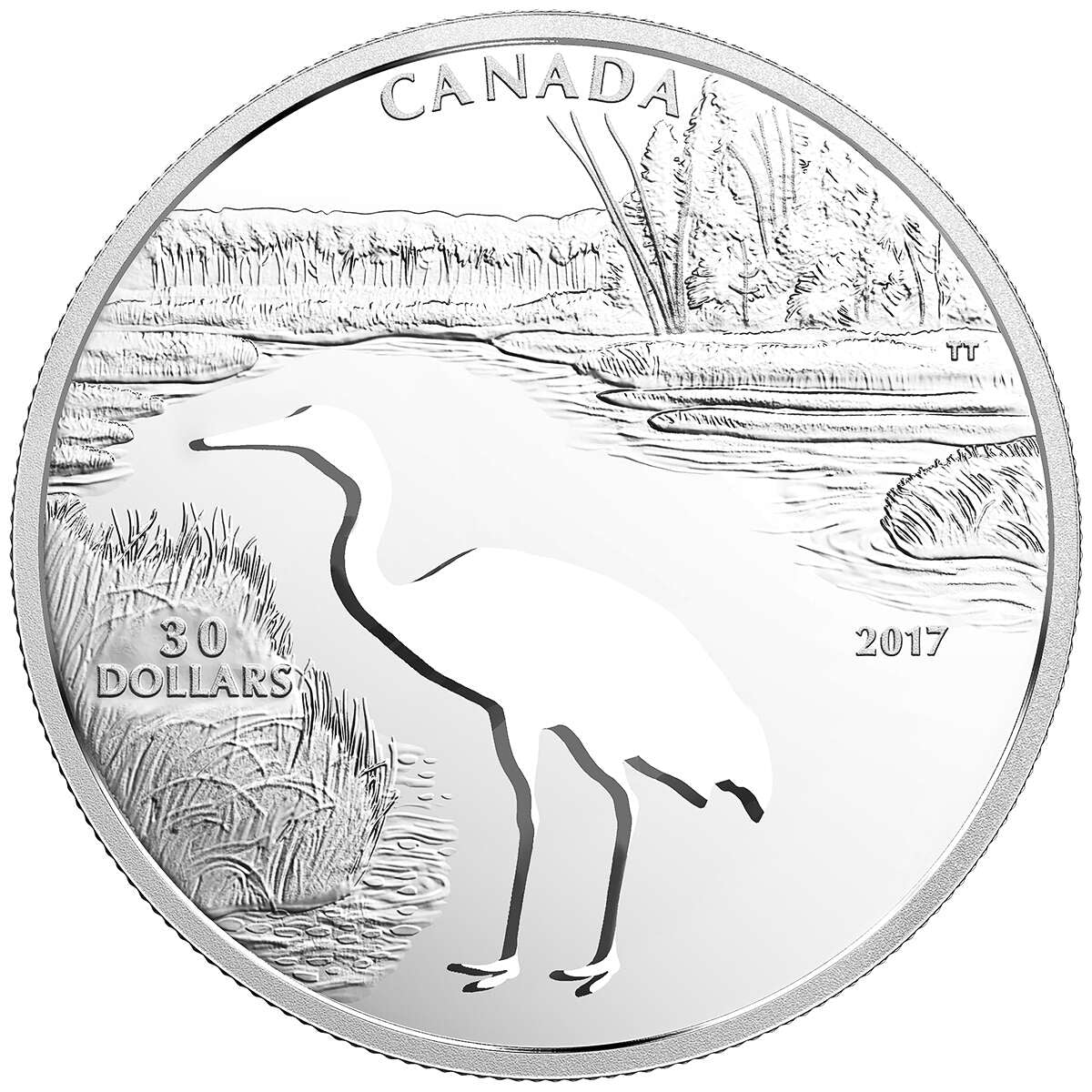 2017 $30 Endangered Animal Cutout: Whooping Crane - Pure Silver Coin Default Title