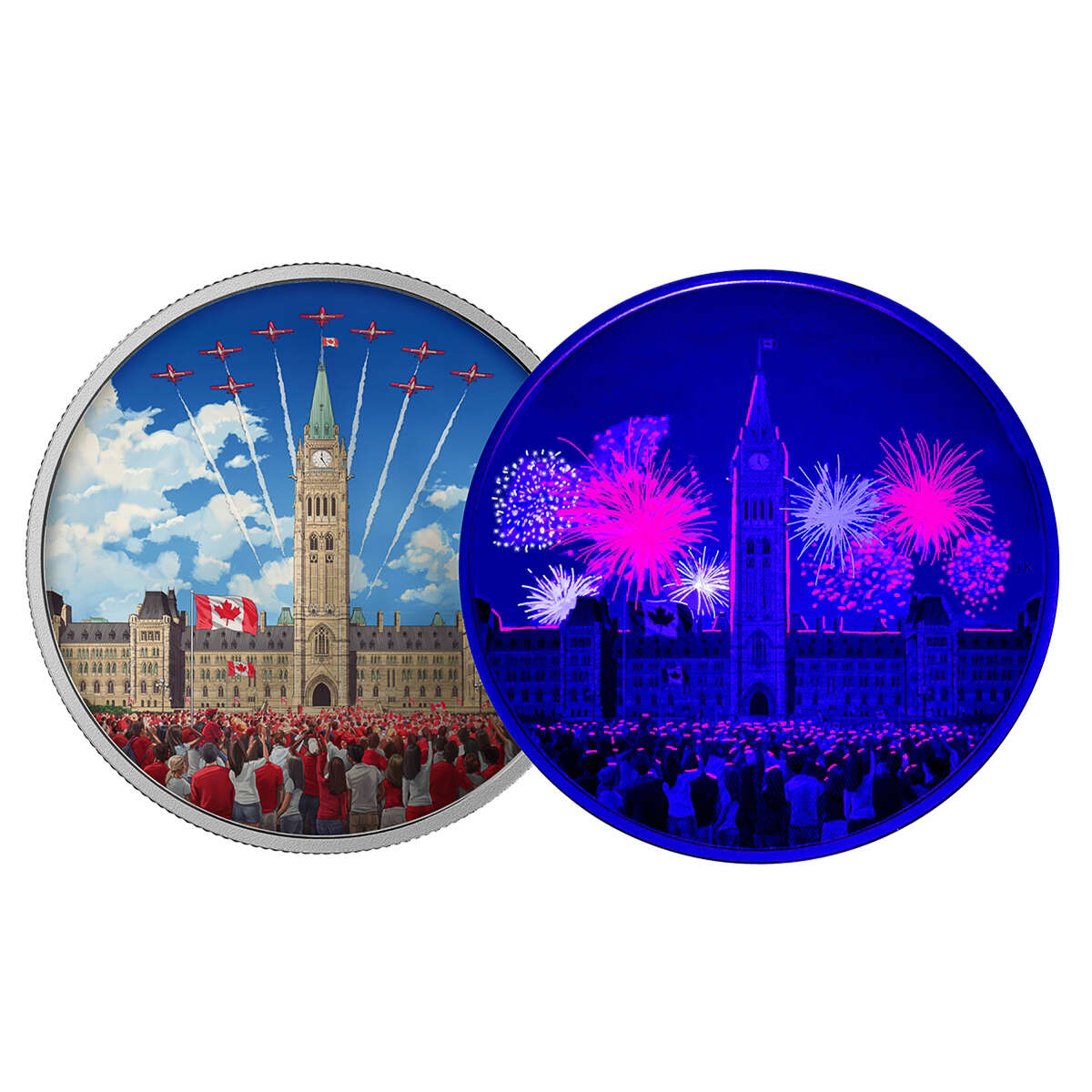 2017 $30 Celebrating Canada Day - 2 oz. Pure Silver Coin with Bonus Black Light Default Title