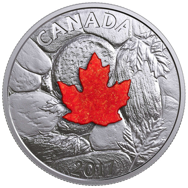 2017 $20 Majestic Maple Leaves with Drusy Stone - Pure Silver Coin