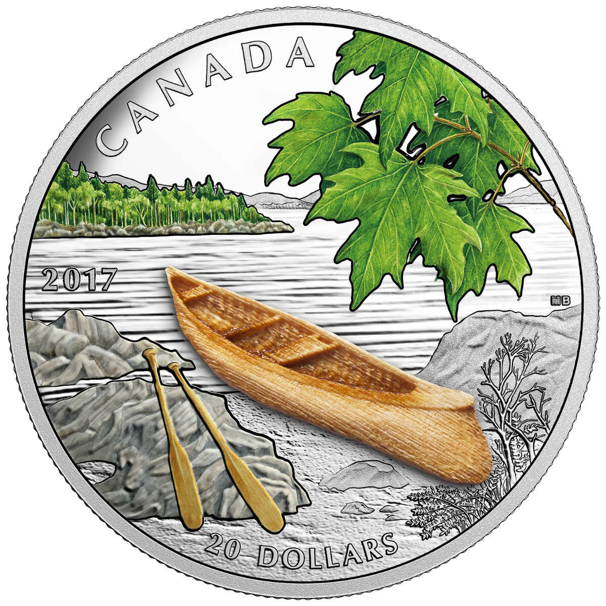 2017 $20 Canoe to Tranquil Times - Pure Silver Coloured Coin Default Title