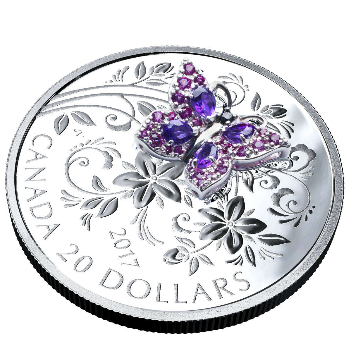 2017 $20 Bejeweled Bugs: Butterfly - Pure Silver Coin
