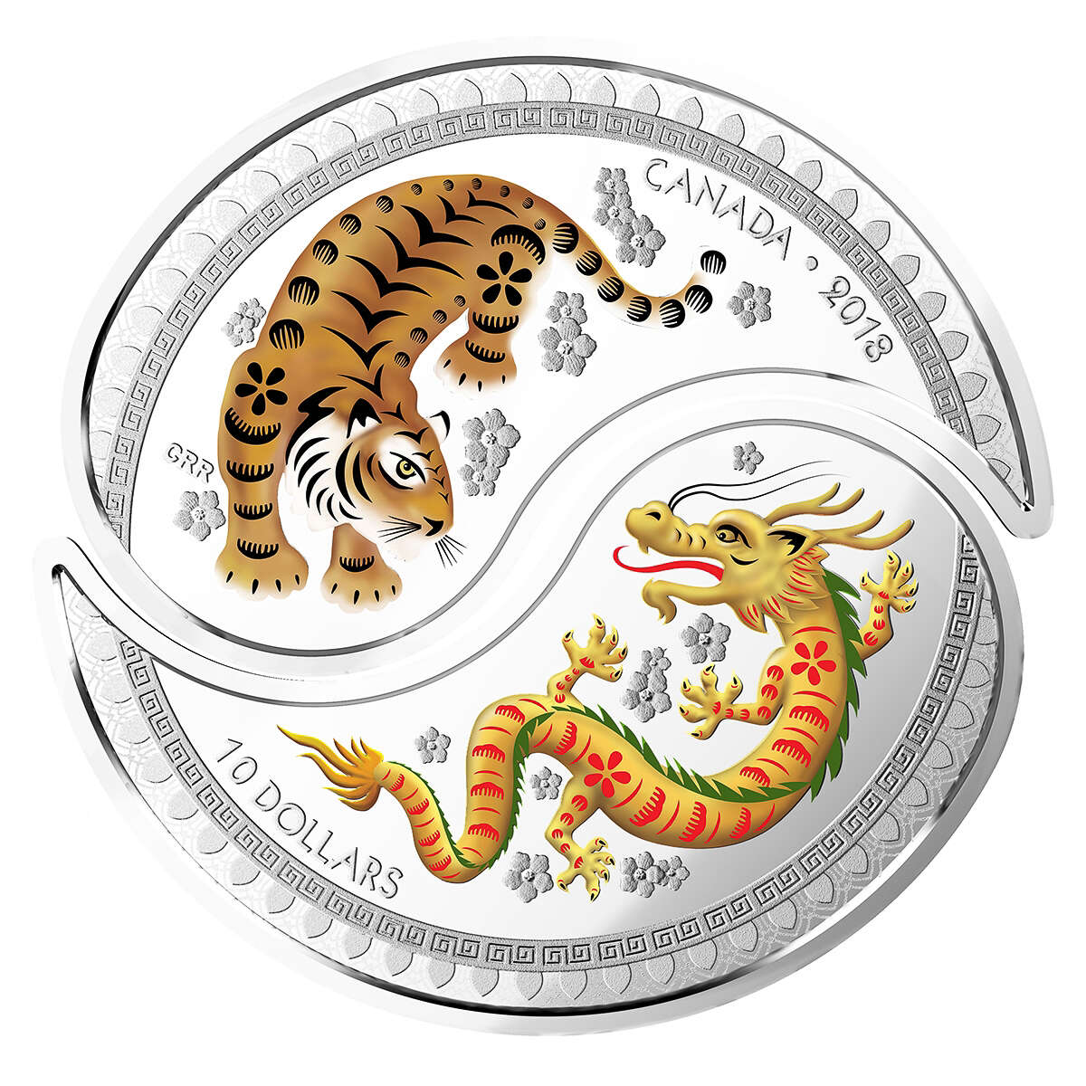 2018 $10 Yin and Yang Coins - Tiger and Dragon - Pure Silver Coin Default Title