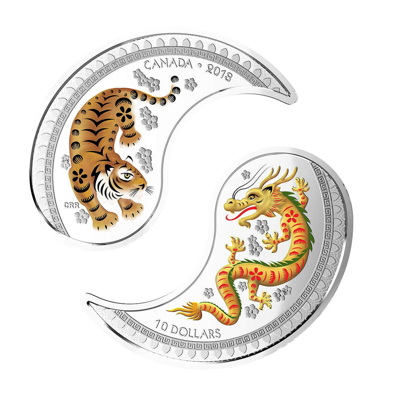 2018 $10 Yin and Yang Coins - Tiger and Dragon - Pure Silver Coin Default Title