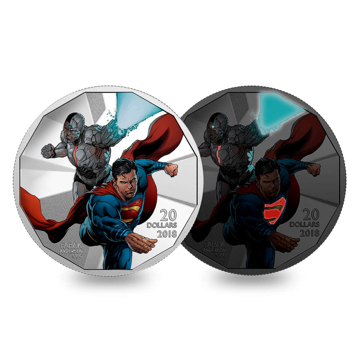 2018 $20 <i>The Justice League<sup>TM</sup>: Cyborg</i> and <i>Superman</i> - Pure Silver Coin Default Title