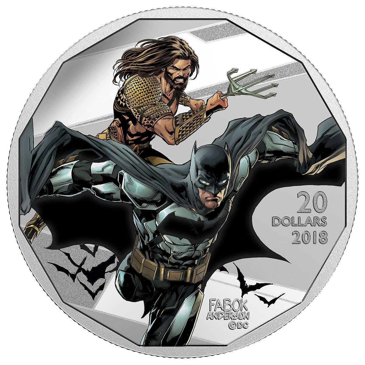 2018 $20 <i>The Justice League<sup>TM</sup>: Batman</i> and <i>Aquaman</i> - Pure Silver Coin Default Title