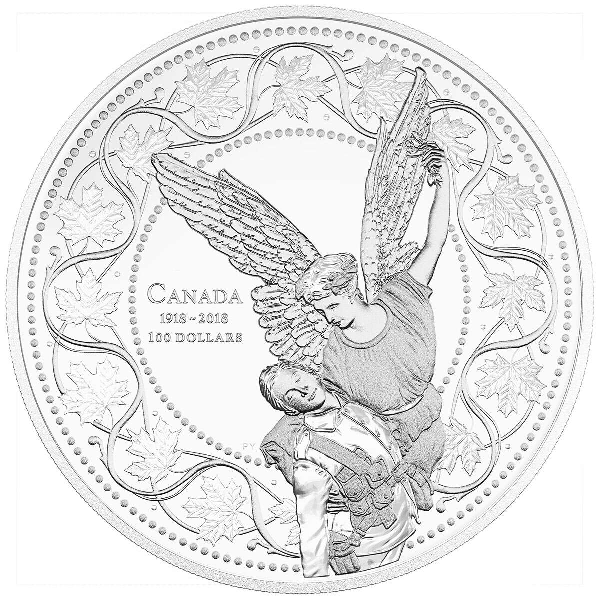 2018 $100 The Angel of Victory: 100th Anniversary of the First World War Armistice - Pure Silver Coin Default Title