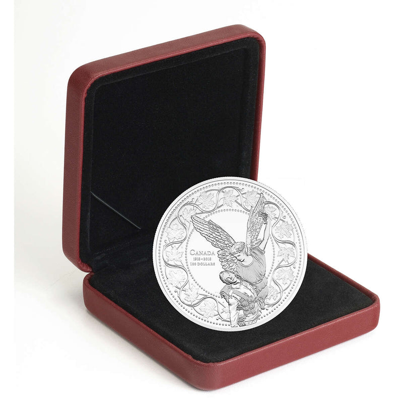 2018 $100 The Angel of Victory: 100th Anniversary of the First World War Armistice - Pure Silver Coin Default Title