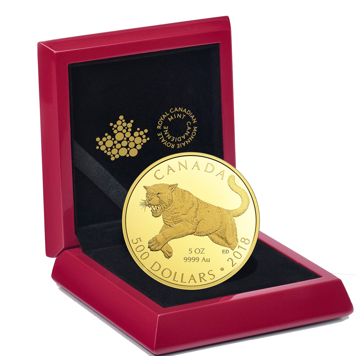 2018 $500 Predators of The Wild: The Cougar - Pure Gold Coin