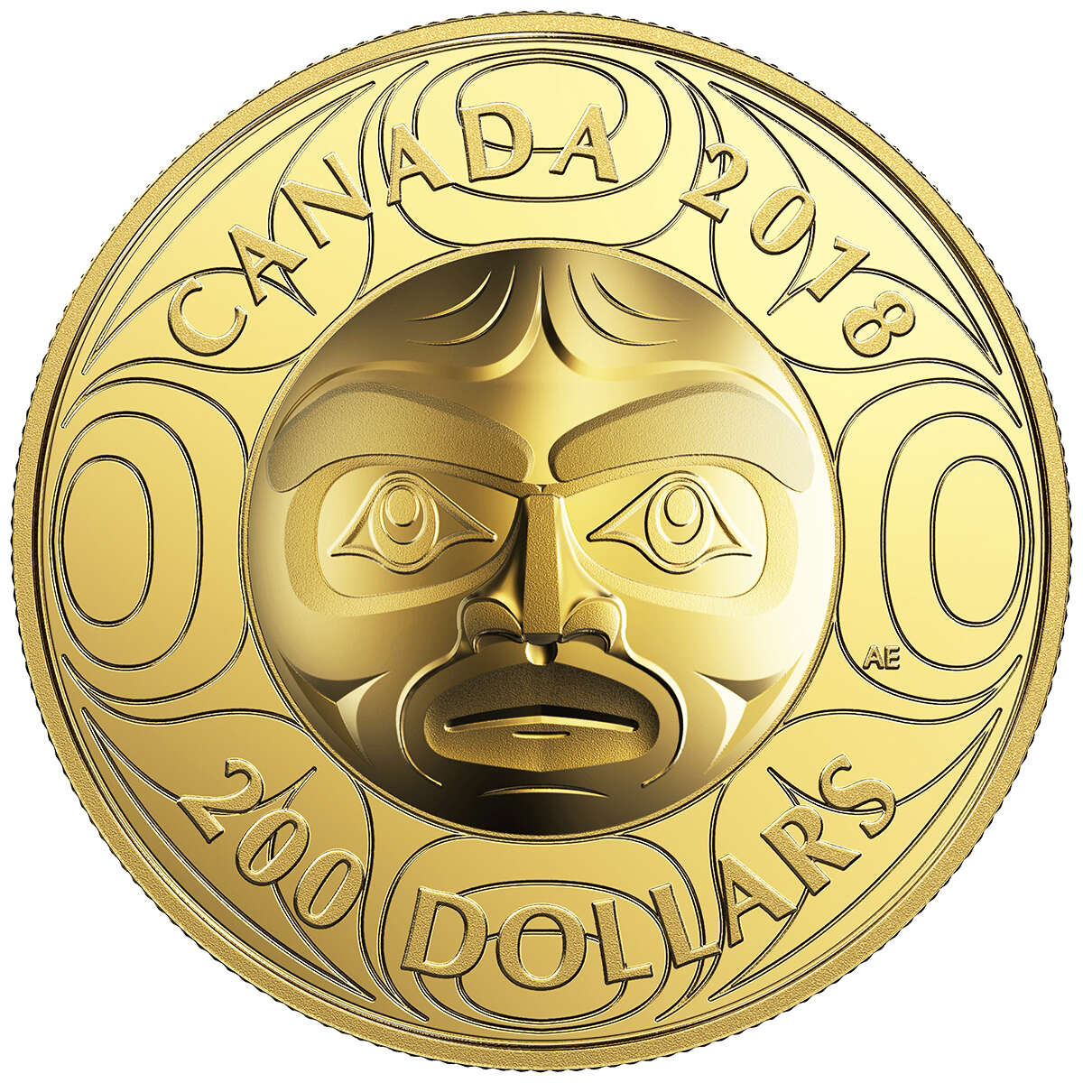 2018 $200 Ultra-High Relief Ancestor Moon Mask - Pure Gold Coin Default Title