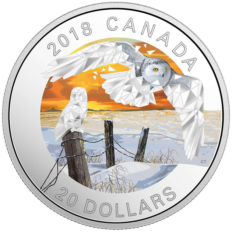 2018 $20 Geometric Fauna: Snowy Owls - Pure Silver Coin Default Title