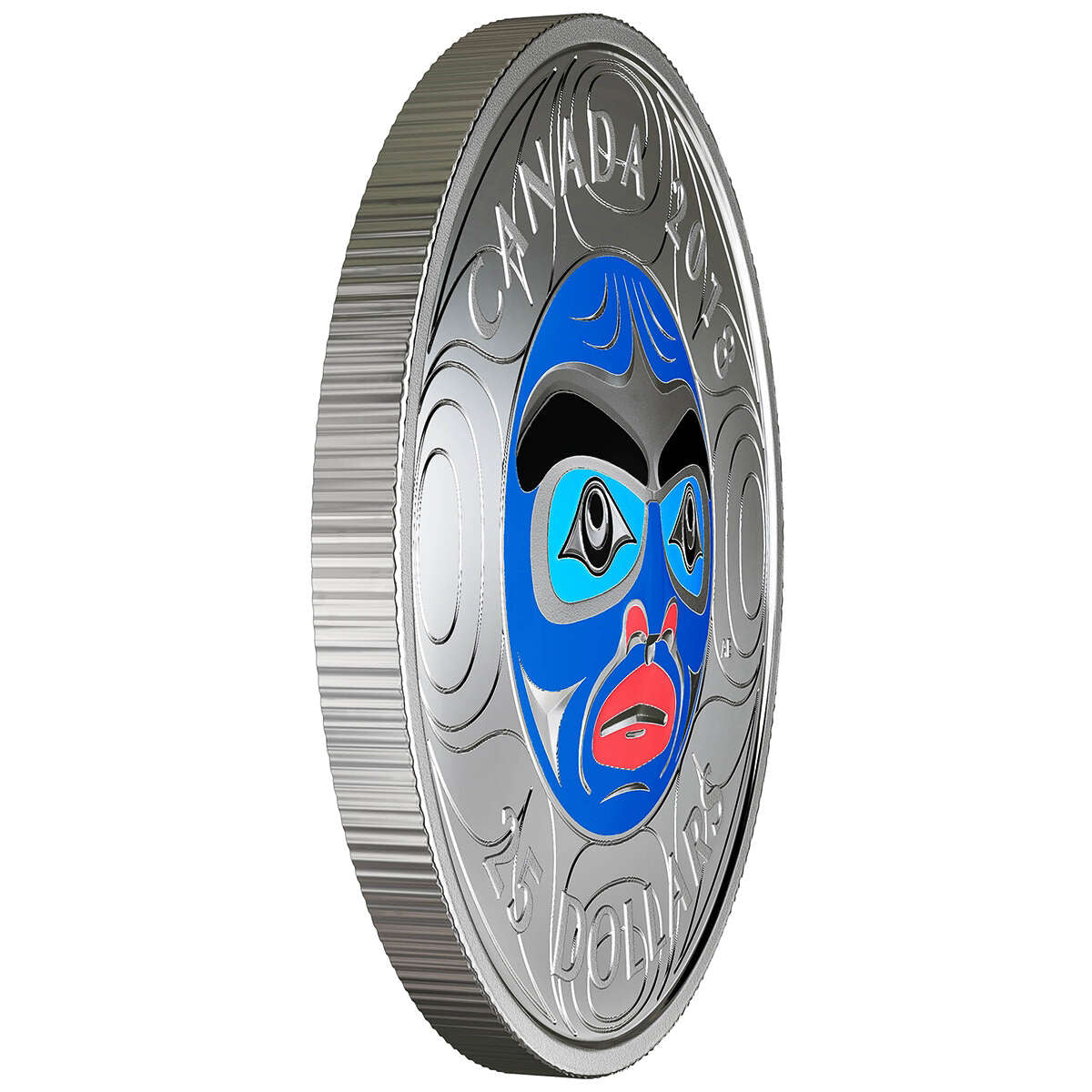 2018 $25 Ultra - High Relief Coloured Ancestor Moon Mask - Pure Silver Coin Default Title