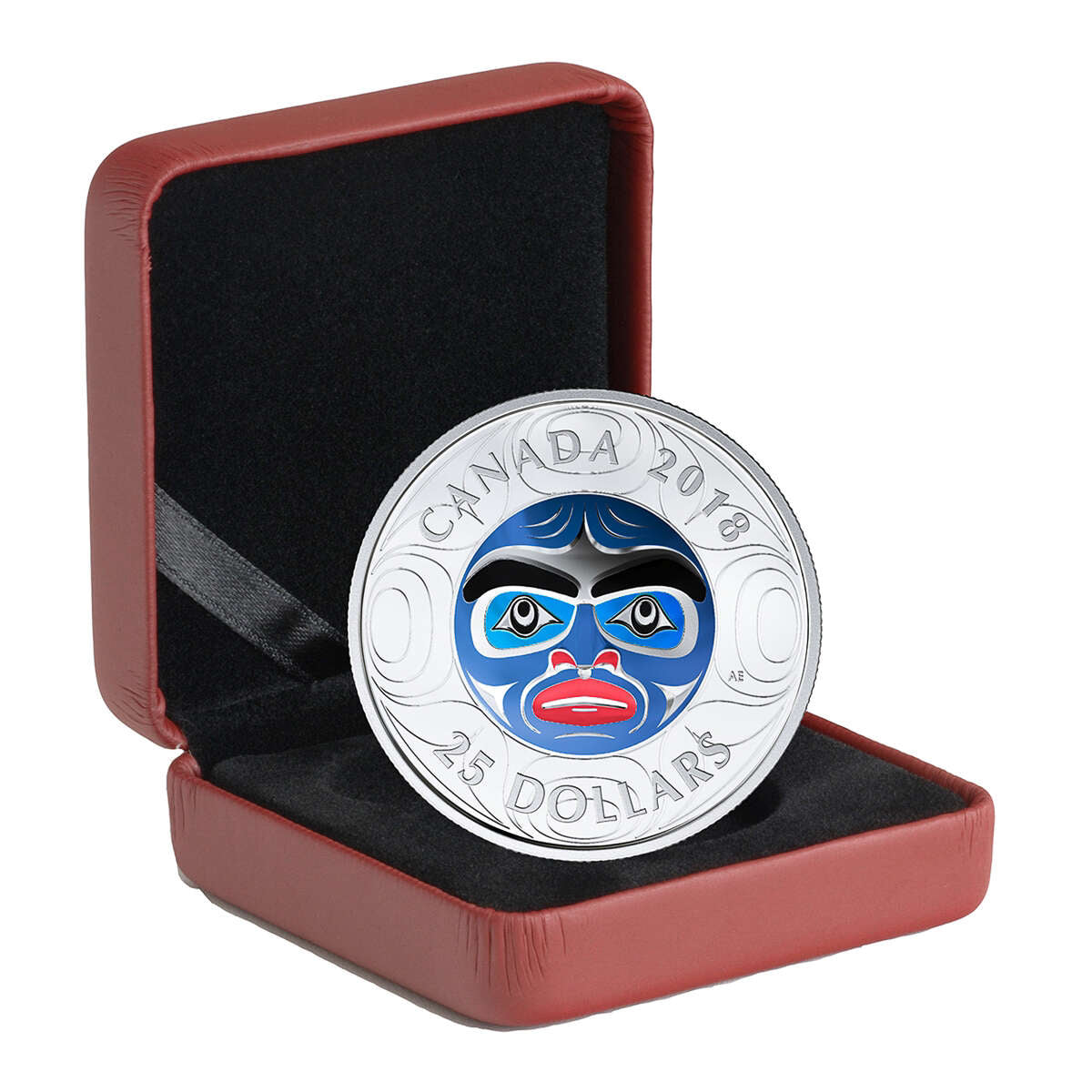 2018 $25 Ultra - High Relief Coloured Ancestor Moon Mask - Pure Silver Coin Default Title