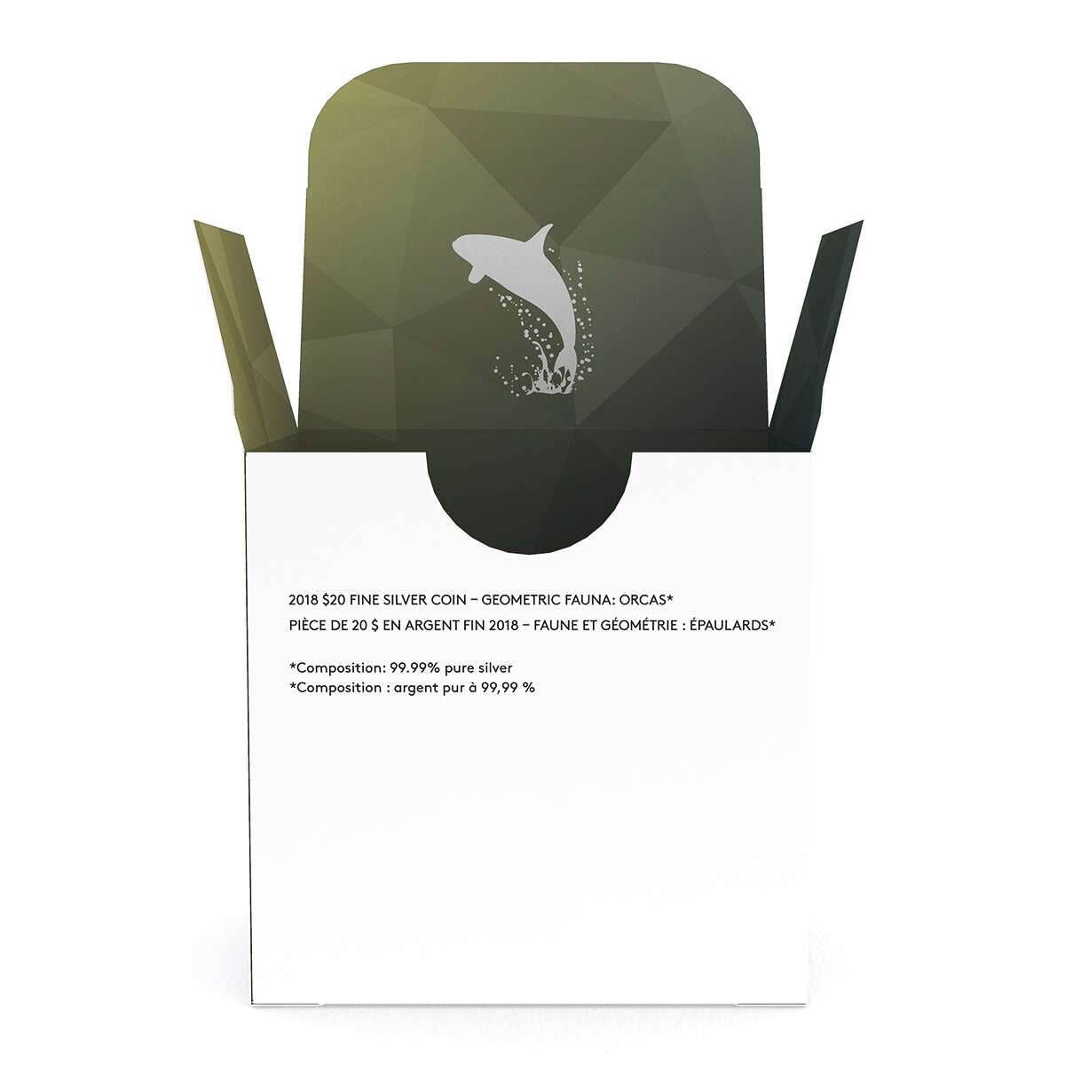 2018 $20 Geometric Fauna: Orcas - Pure Silver Coin