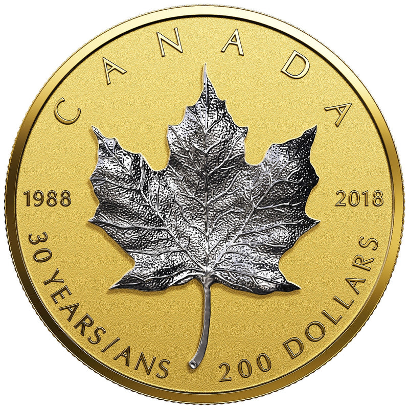 2018 $200 30th Anniversary of the Silver Maple Leaf - Pure Gold Coin
