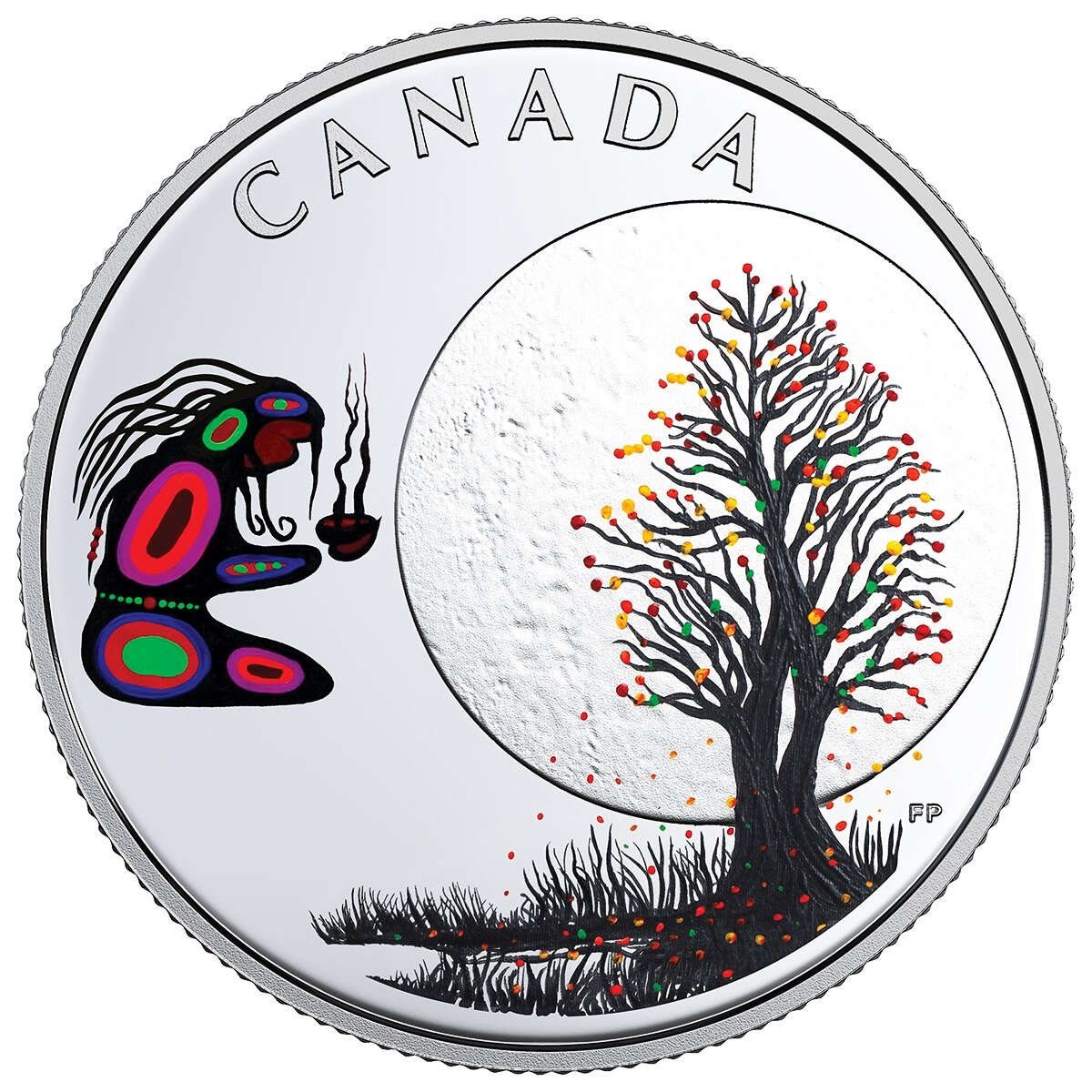 2018 $3 The Thirteen Teachings From Grandmother Moon : Falling Leaves Moon - Pure Silver Coin Default Title