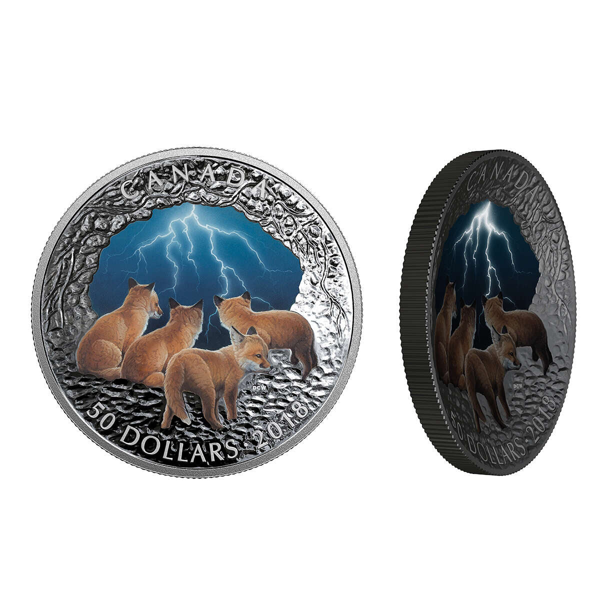 2018 $50 Nature's Light Show: Stormy Night - Pure Silver Coin Default Title