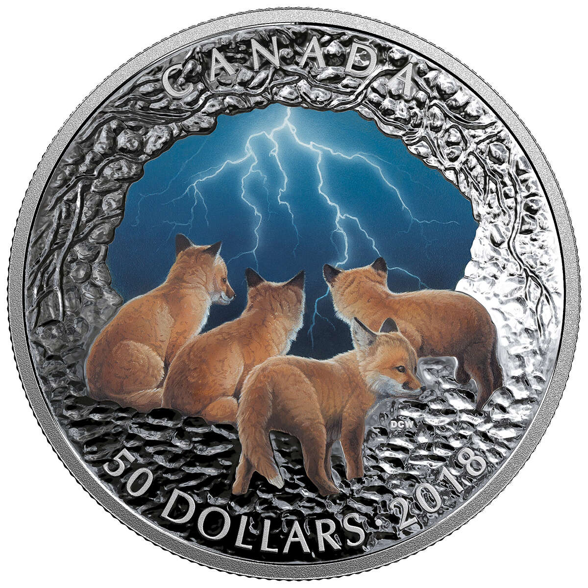 2018 $50 Nature's Light Show: Stormy Night - Pure Silver Coin Default Title