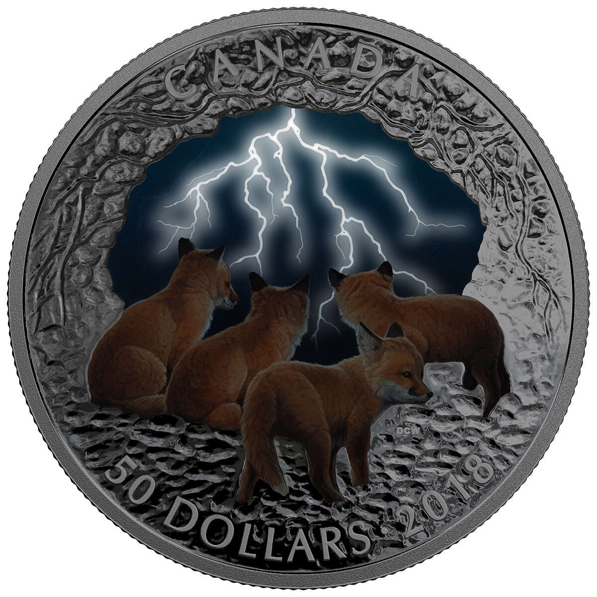 2018 $50 Nature's Light Show: Stormy Night - Pure Silver Coin Default Title