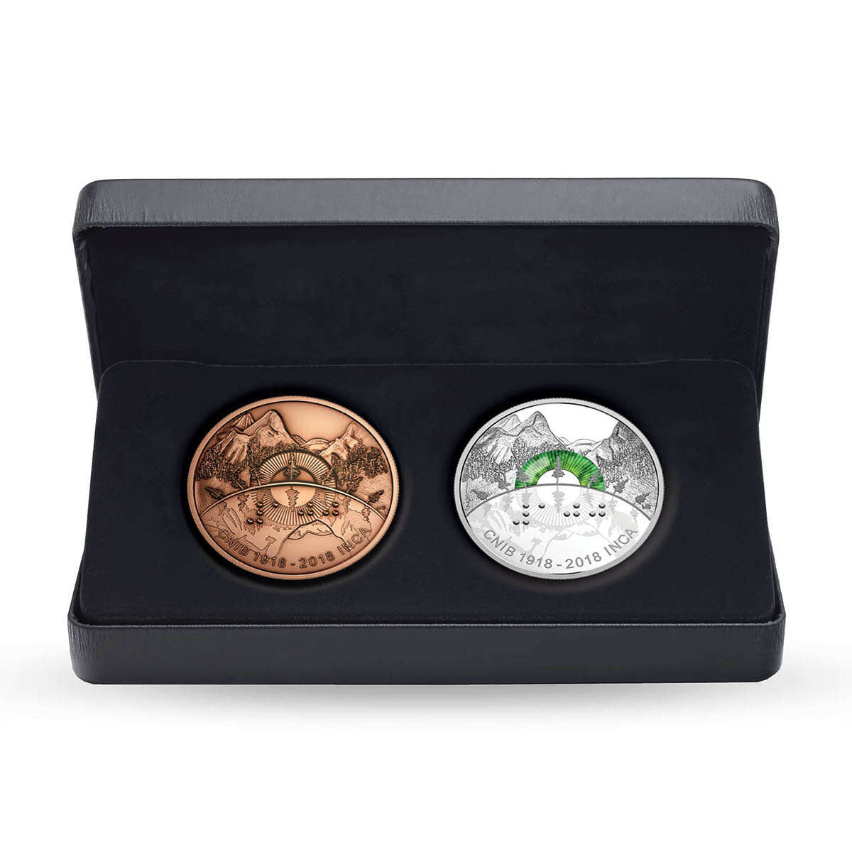 2018 $30 100th Anniversary of the Canadian National Institute of the Blind - Pure Silver Coin & Bronze Medallion Set Default Title