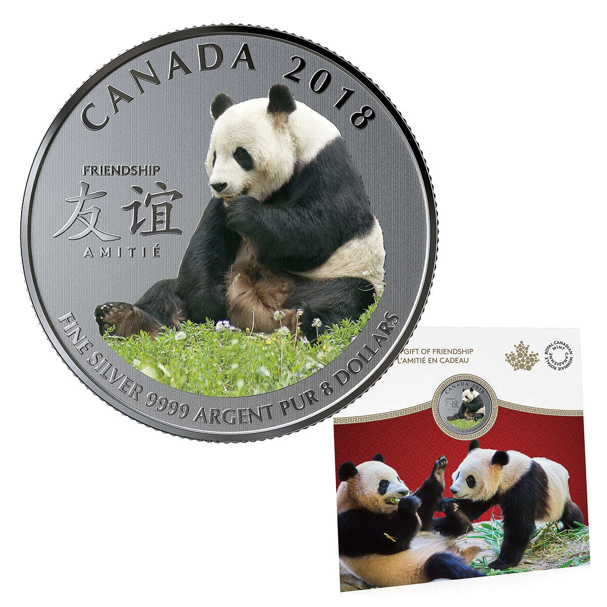 2018 $8 The Peaceful Panda, A Gift of Friendship - Pure Silver Coin Default Title