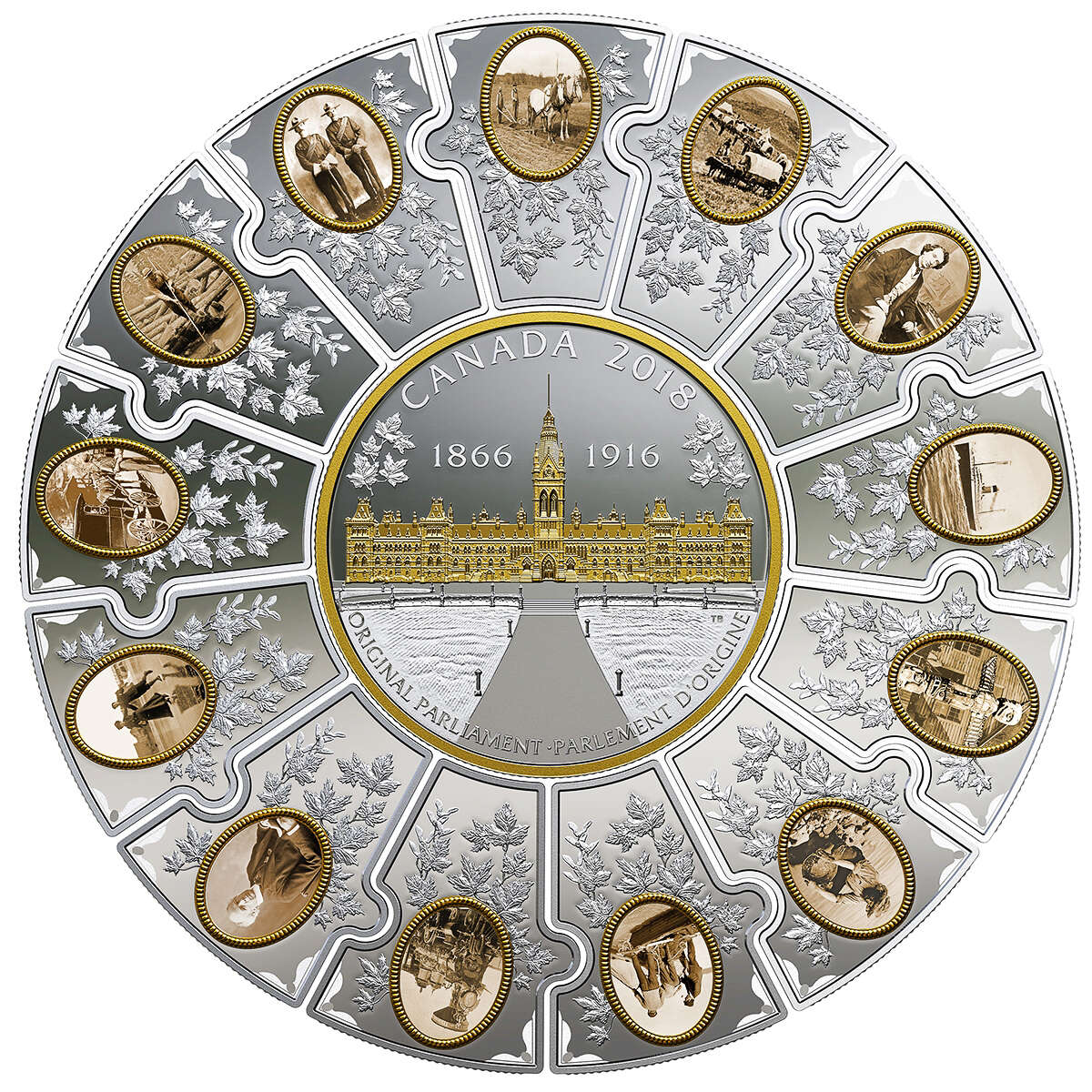 2018 Puzzle Coin: Connecting Canadian History 1866-1916 - Pure Silver with Selective Gold Plating Default Title