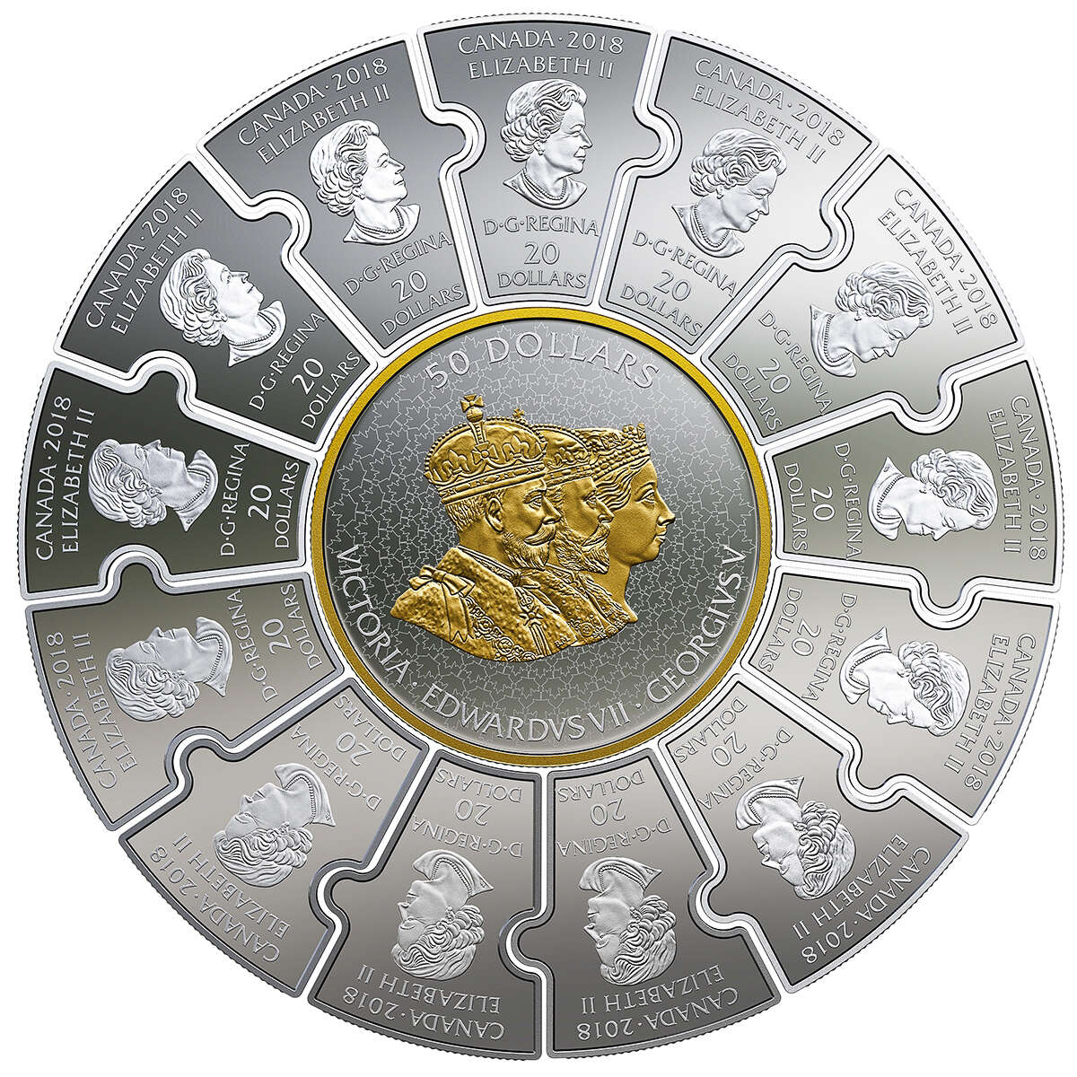 2018 Puzzle Coin: Connecting Canadian History 1866-1916 - Pure Silver with Selective Gold Plating Default Title