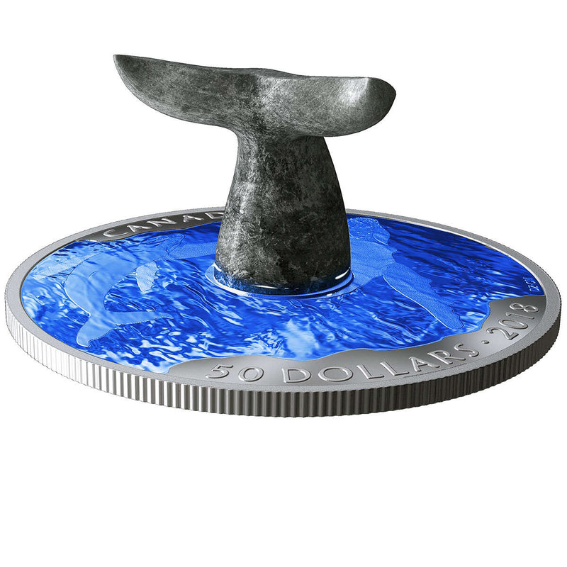 2018 $50 Whale's Tail Sculpture - Pure Silver Coin Default Title
