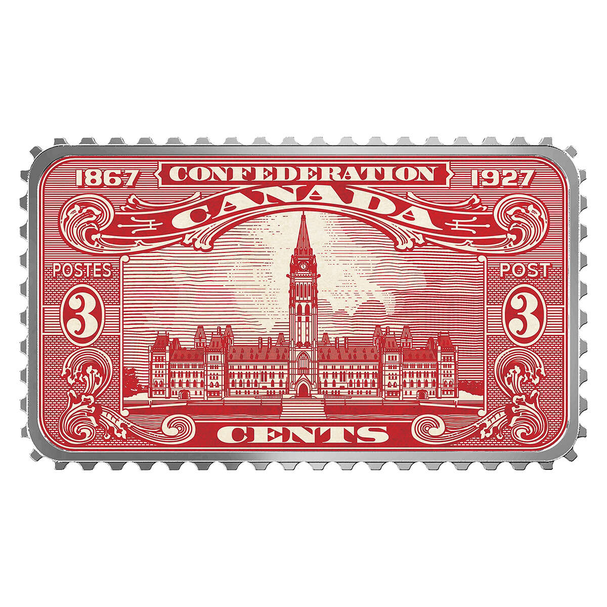 2018 $20 Canada's Historical Stamps: Parliament Building 1927 Confederation - Pure Silver Coin Default Title