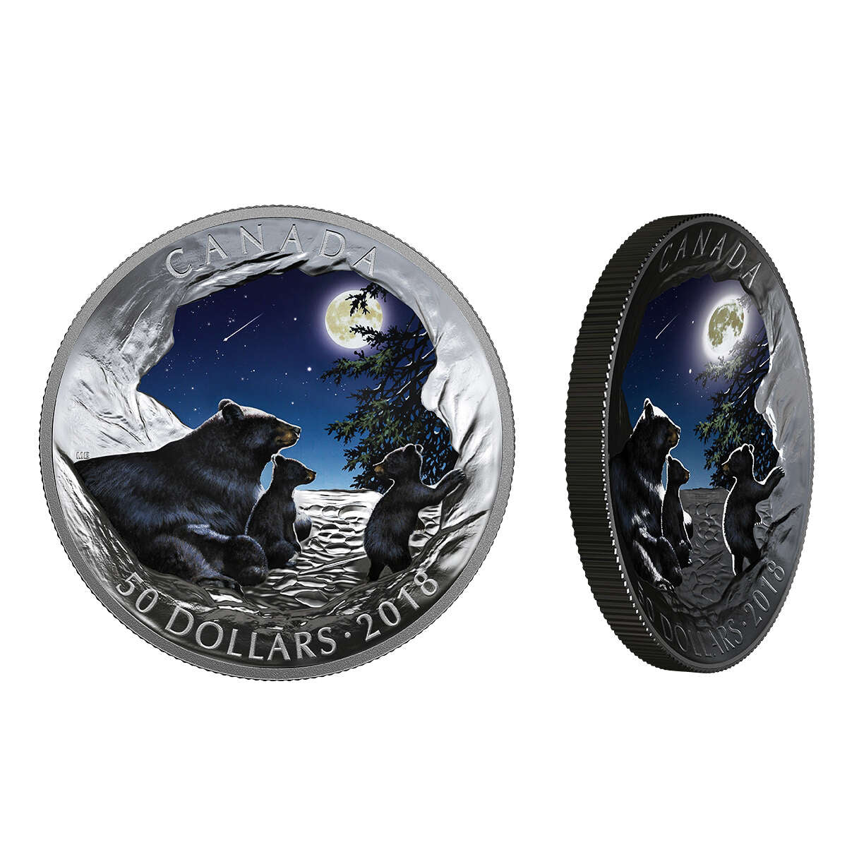 2018 $50 Nature's Light Show: Moonlit Tranquility - Pure Silver Coin Default Title