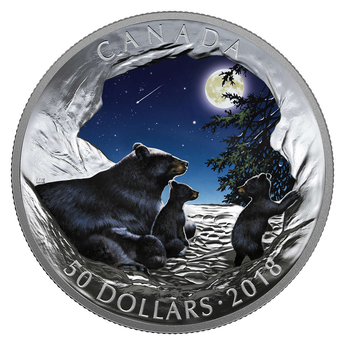 2018 $50 Nature's Light Show: Moonlit Tranquility - Pure Silver Coin Default Title