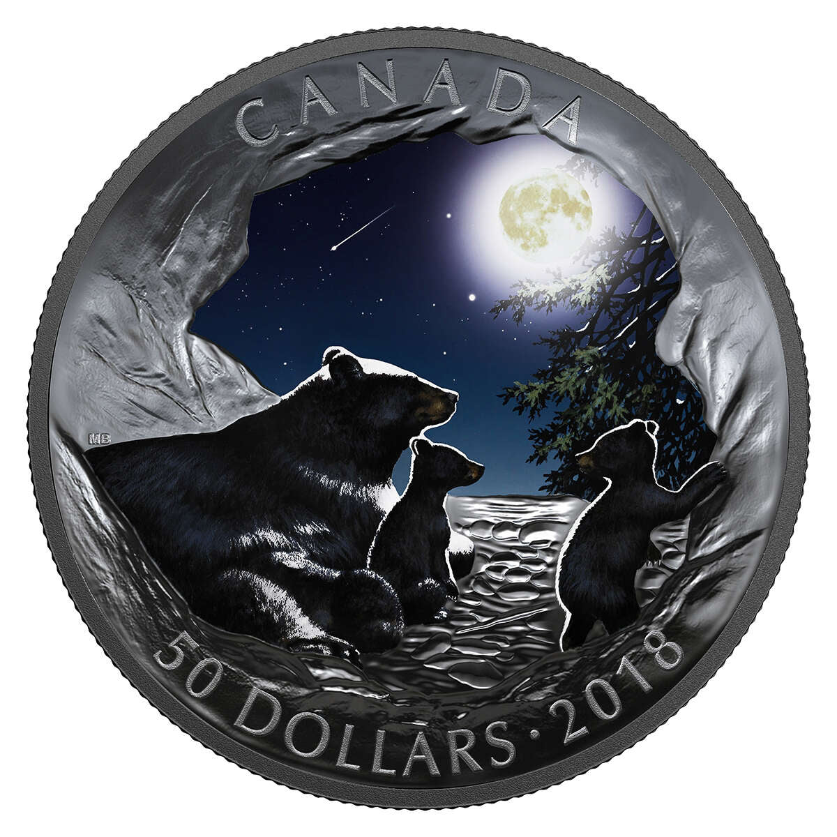 2018 $50 Nature's Light Show: Moonlit Tranquility - Pure Silver Coin Default Title