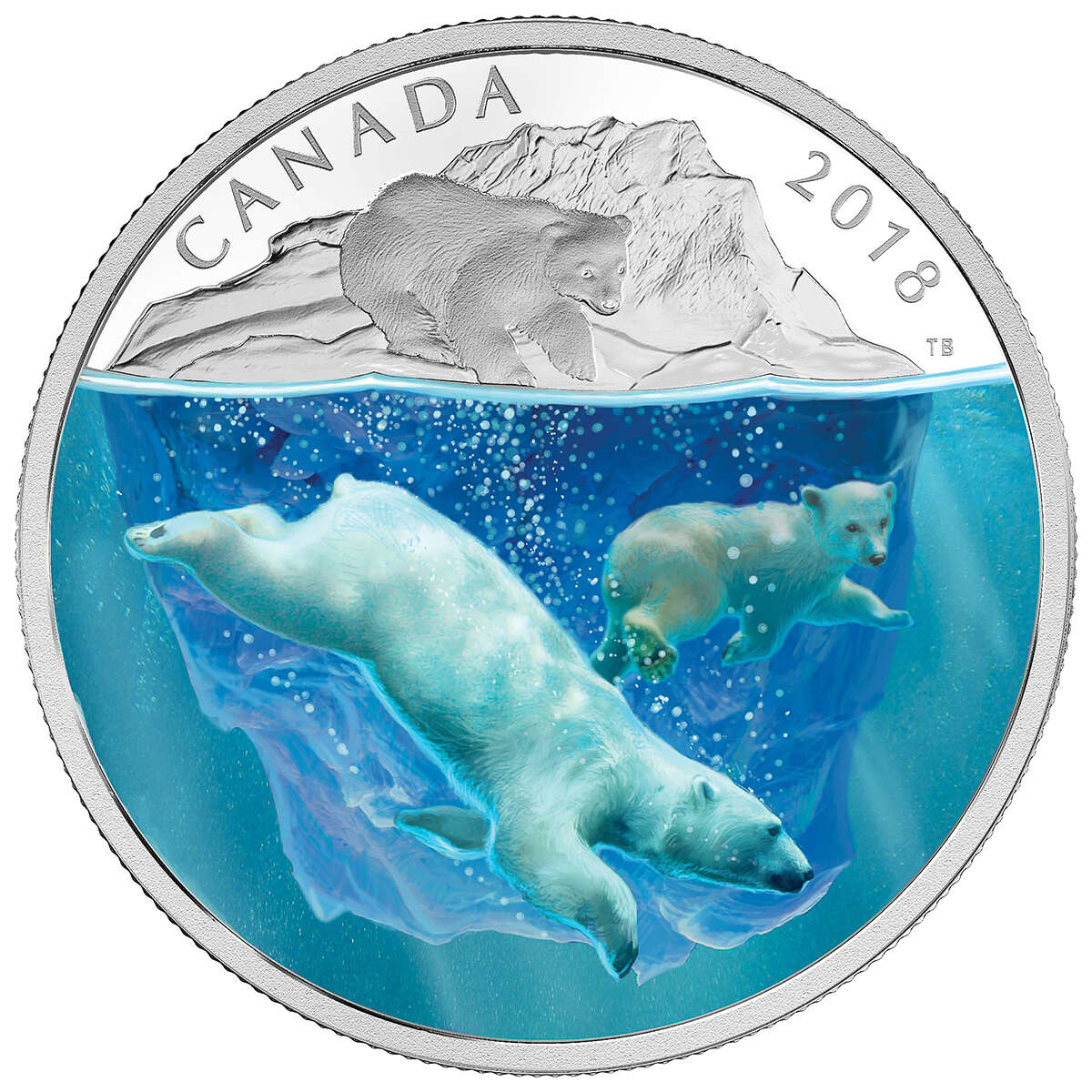 2018 $30 Dimensional Nature: Polar Bears - Pure Silver Coin Default Title