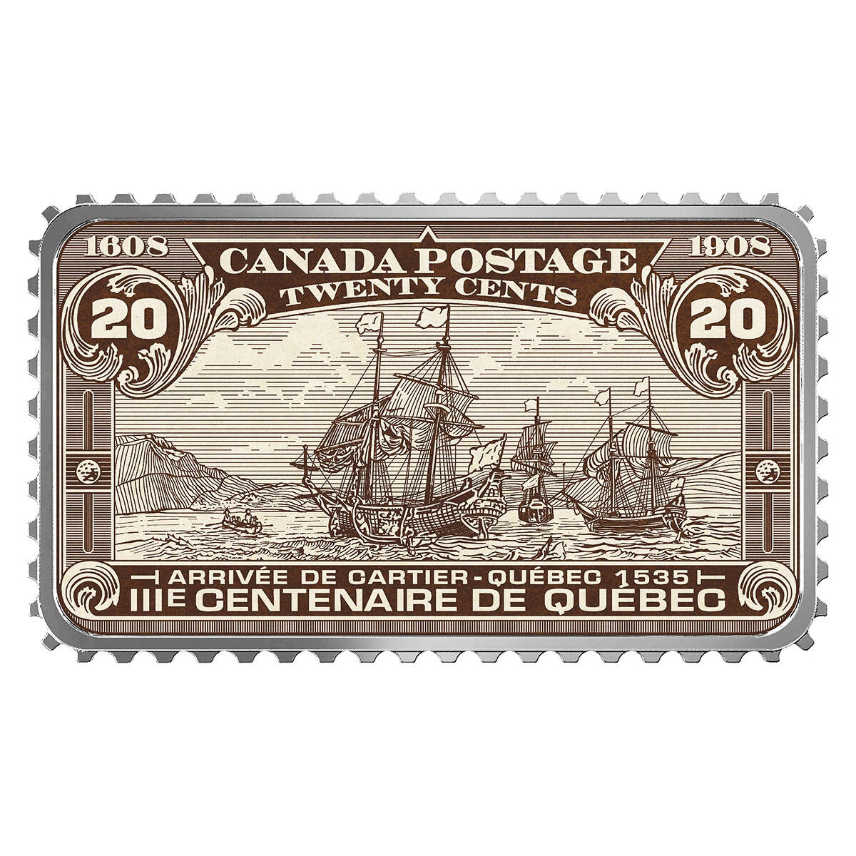 2019 Canada's Historical Stamps: Arrival of Cartier - Pure Silver Coin Default Title