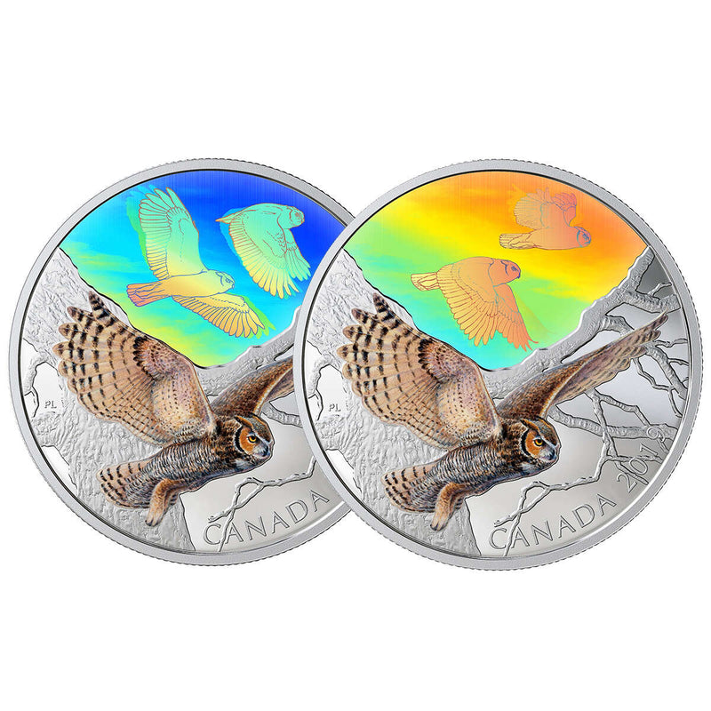 2019 $30 Majestic Birds in Motion: Great Horned Owls - Pure Silver Coin Default Title