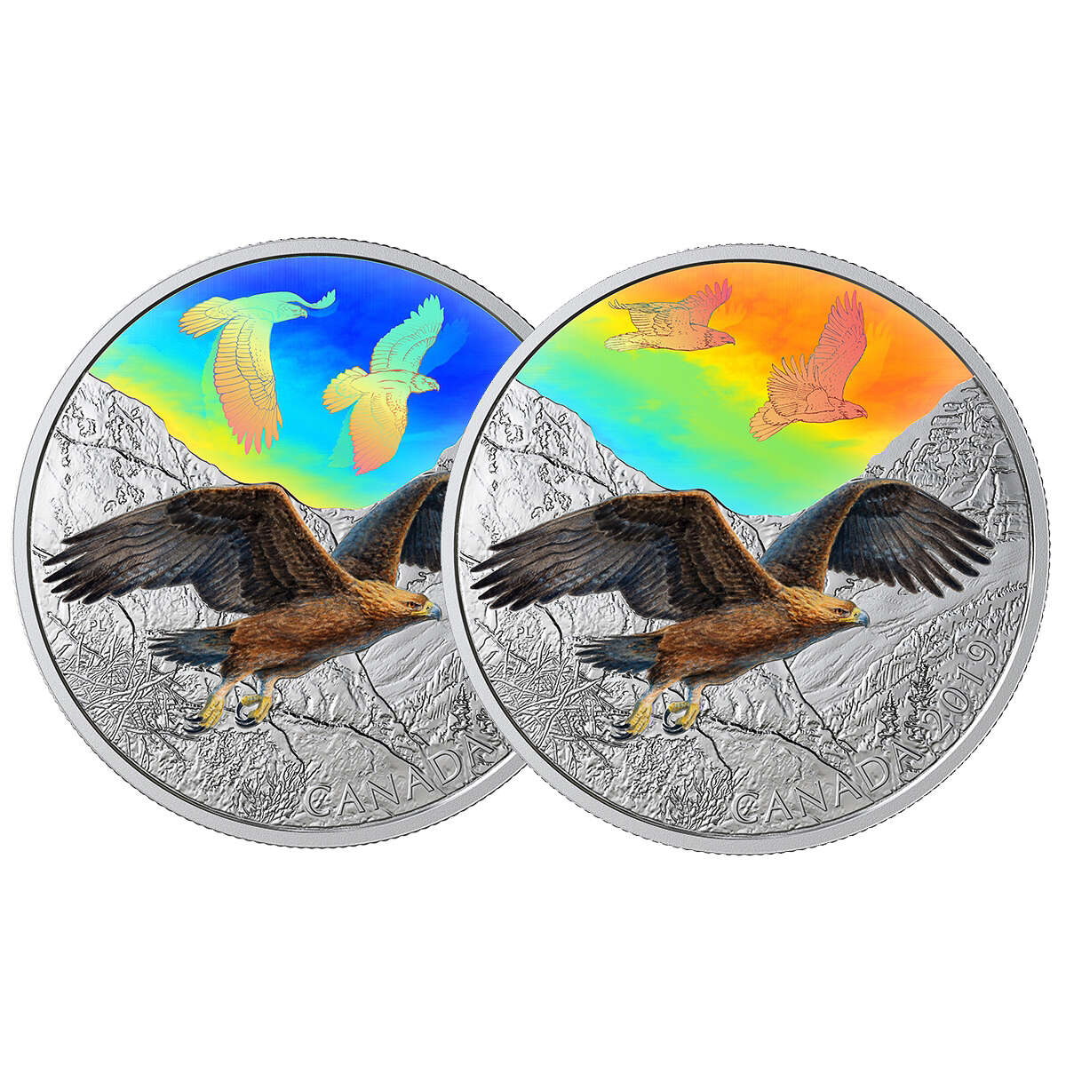 2019 $30 Majestic Birds in Motion: Golden Eagles - Pure Silver Coin Default Title