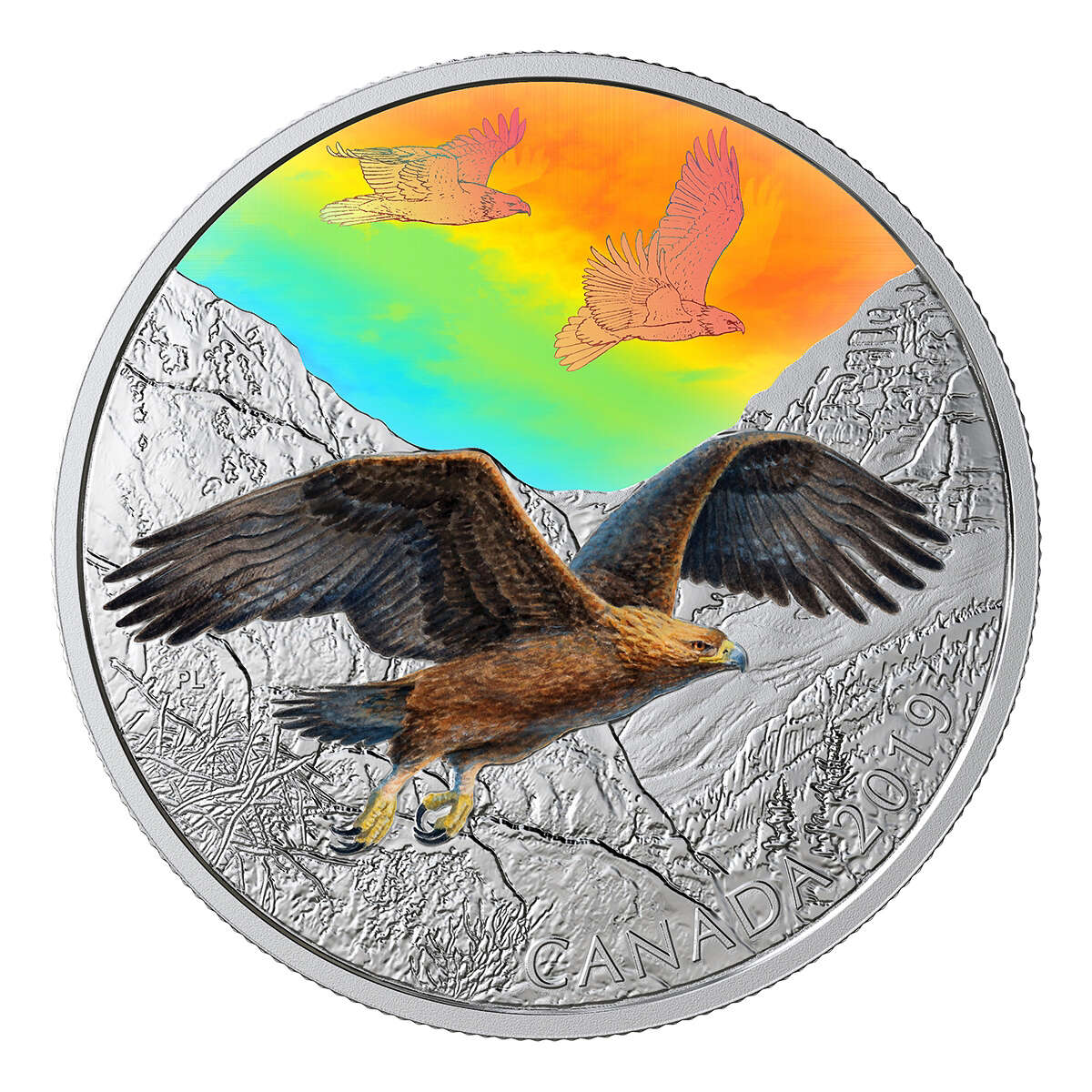 2019 $30 Majestic Birds in Motion: Golden Eagles - Pure Silver Coin Default Title