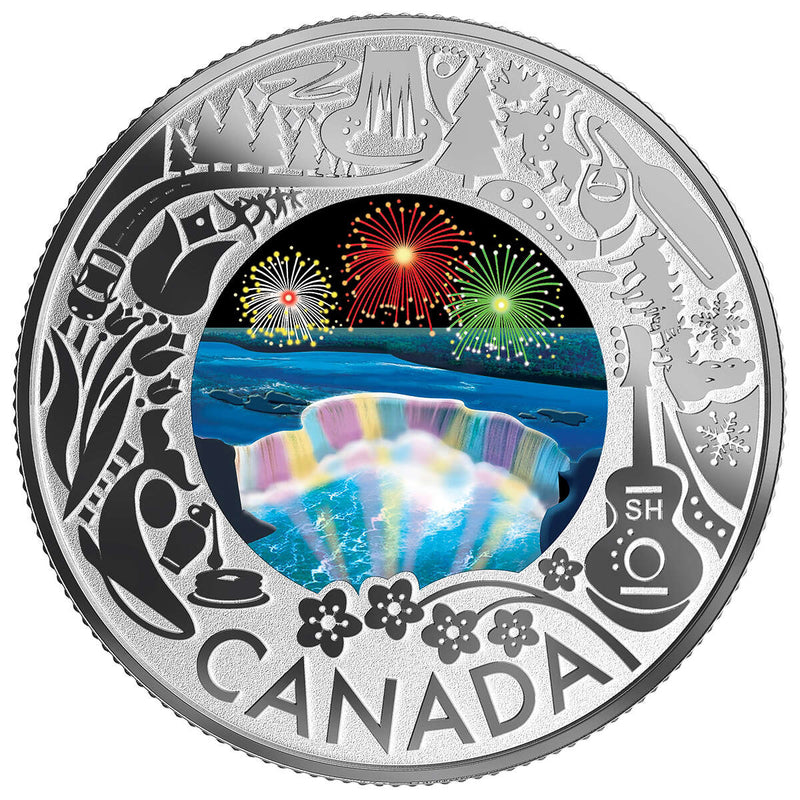 2019 $3 Celebrating Canadian Fun and Festivities: Niagara Falls Winter Lights - Pure Silver Coin Default Title