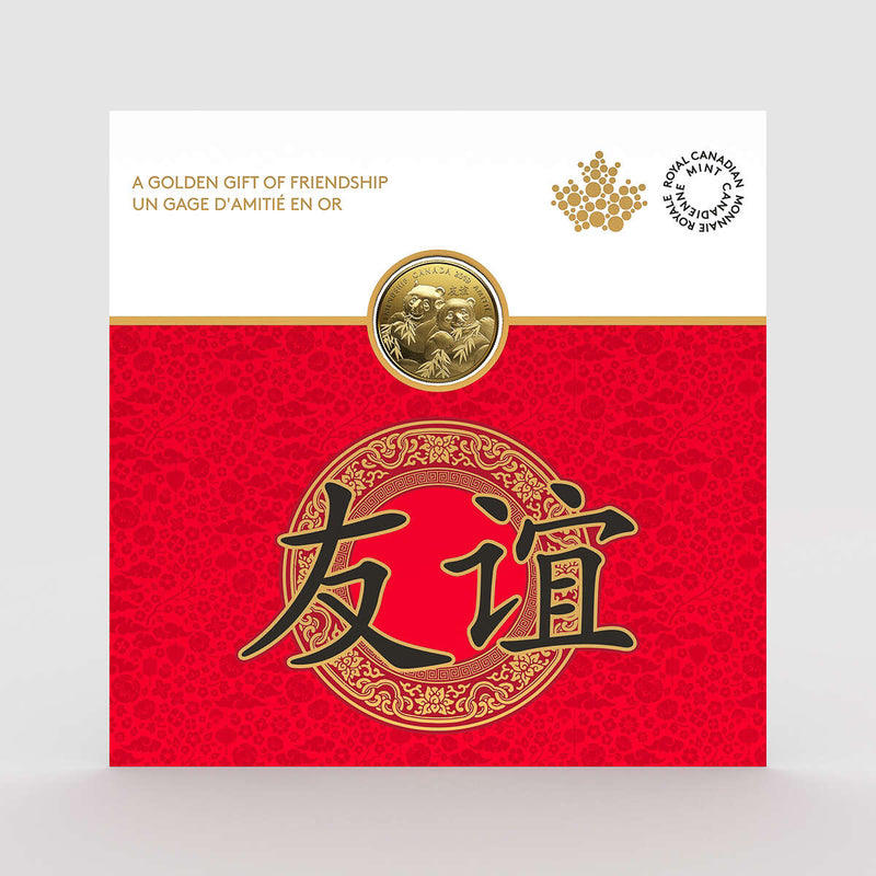 2019 $8 Pandas: A Golden Gift of Friendship - Pure Silver Coin with Gold Plating Default Title